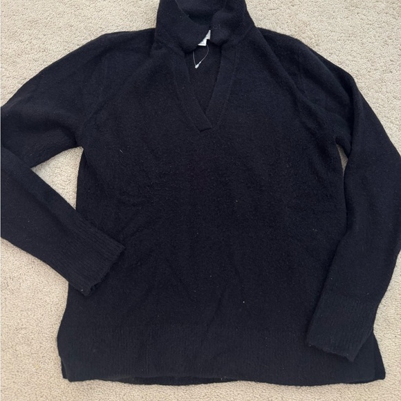 J. Crew XS Black Sweater with Polo collar in extra-soft yarn - Picture 1 of 6
